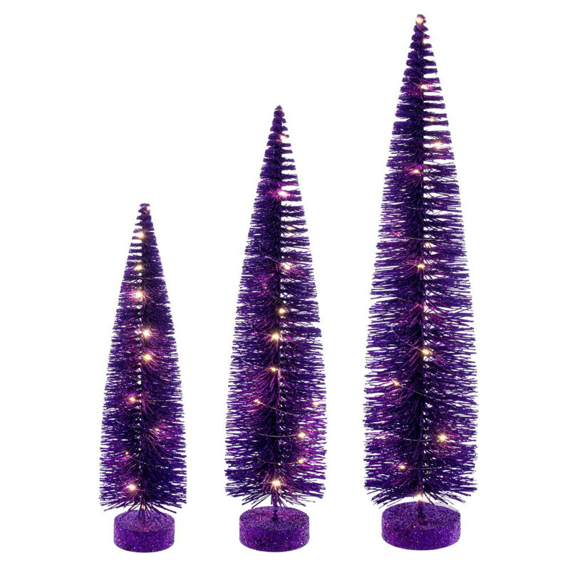  Ensemble d'arbre de brosse pour bouteille de 16 à 20 po à 24 po avec lit mauve., Blanc chaud, H 2 pi, Mauve