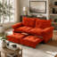 Canapé-lit convertible 73 po en velours orange avec matelas coulissant