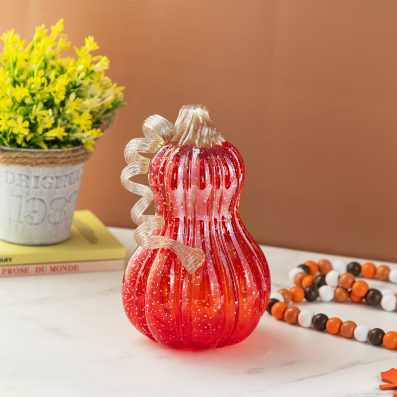 Gourde en verre rouge 8,5 "avec paillettes