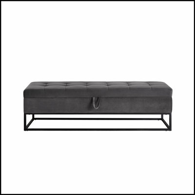 Luxurious Velvet Bed Bench with Metal Base and Spacious Storage, Perfect for Bedrooms, Living Rooms, and Hallways.