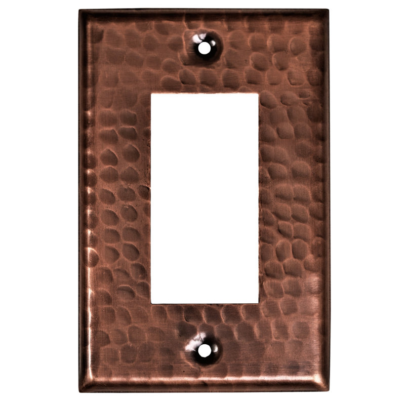 Hand Hammered 1-Gang Rocker Light Switch Standard Wall Plate, Copper, 1