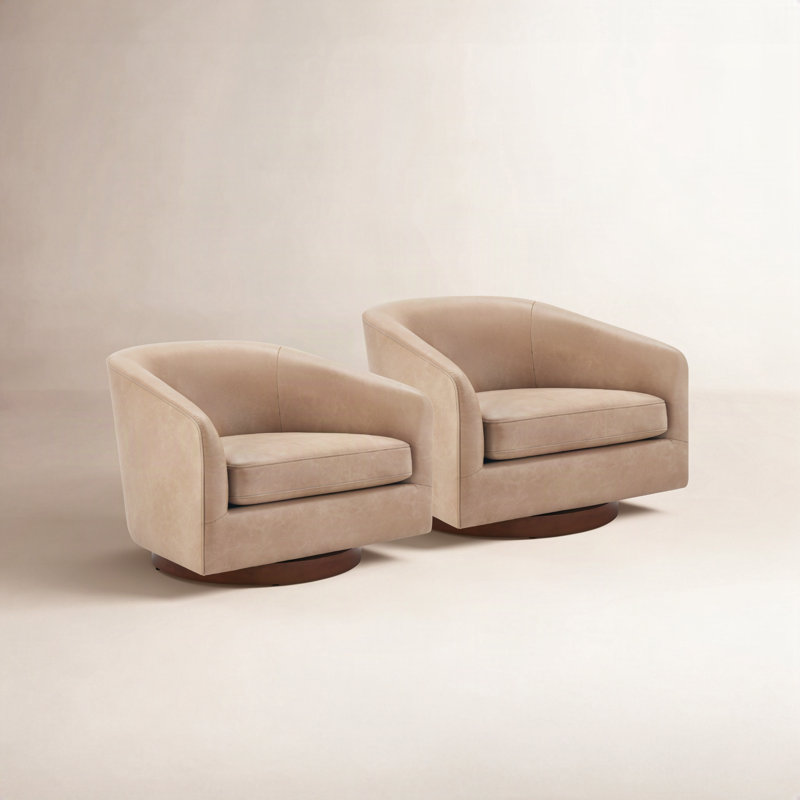Fauteuil demi-tonneau pivotant Bennett (ensemble de 2), Brun clair Copley