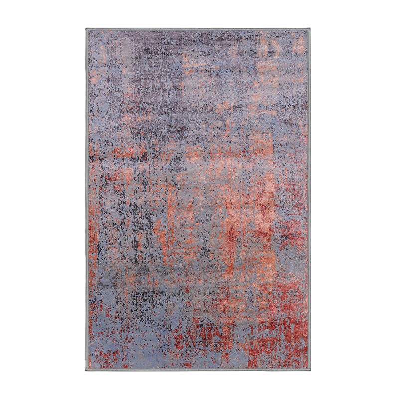 Tapis abstrait gris, Tapis de couloir 2 pi x 5 pi