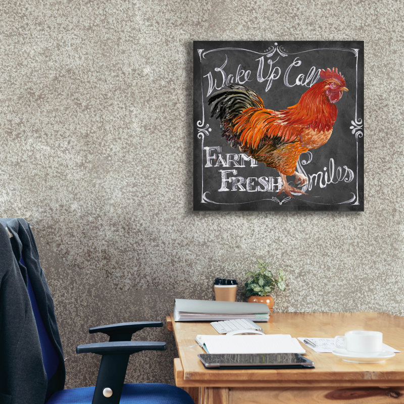 «Rooster On Chalkboard 2» par Art Licensing Studio, art mural sur toile