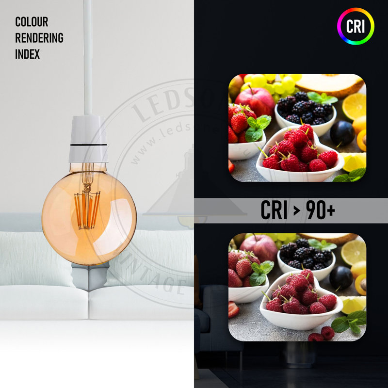 8 Wattage E27 Dimmable LED Vintage Edison Globe Light Bulb Amber