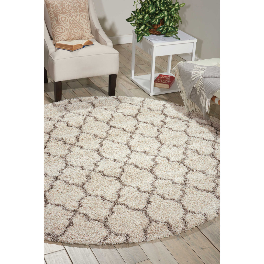 Linton Geometric Shag Cream Area Rug Red Barrel Studio® Rug 