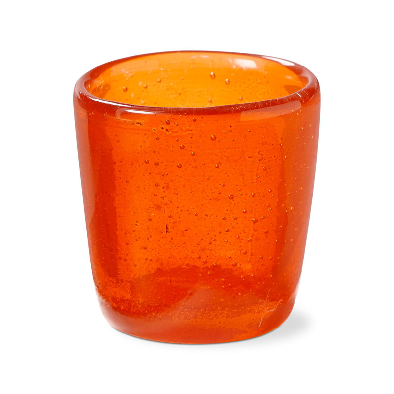 Porte-bougie en verre soufflé Ebern Designs, Orange
