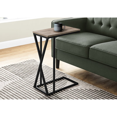 Table d'appoint de salon - Snack léger taupe et pieds en métal noir