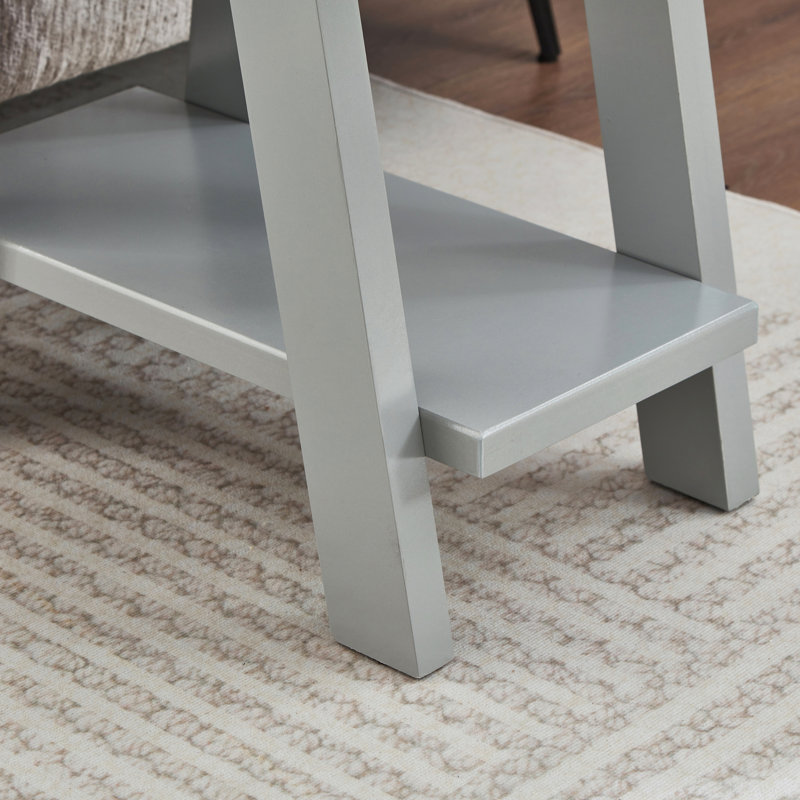 Table de bout avec rangement Angeleca, Gris clair, H 22 po x l 23,5 po x P 14 po