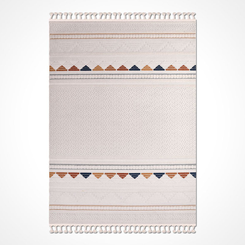 Modern Beige Machine Washable Non-Slip Area Rug, Rectangle 4' x 5'11"