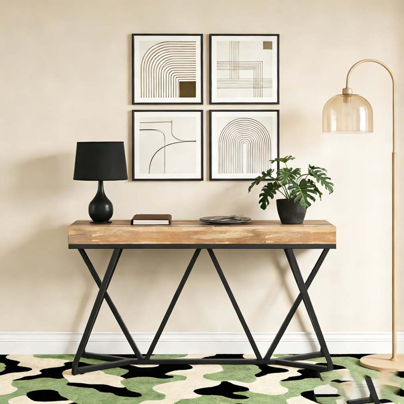 Farmhouse Console Table Sofa Table Wood Entryway Table, Natural