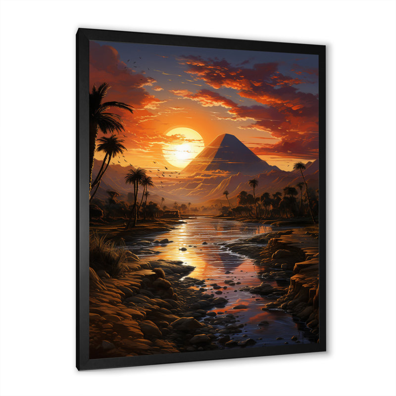 Égypte Golden Horizons River II - Égypte, impressions sur toile, H 32 po x l 16 po x P 1 po, Cadre photo noir
