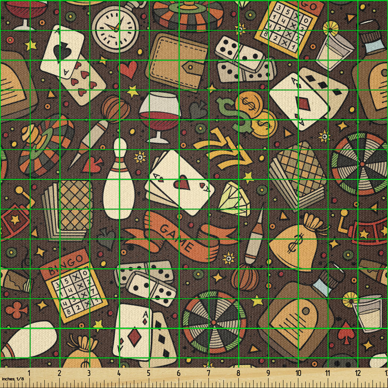 Craciun Hand Drawn Casino and Gambling Objects Multi-Purpose Fabric