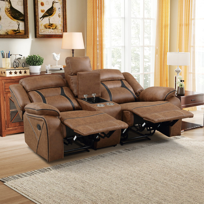 2 Seater Faux Leather Reclining Loveseat