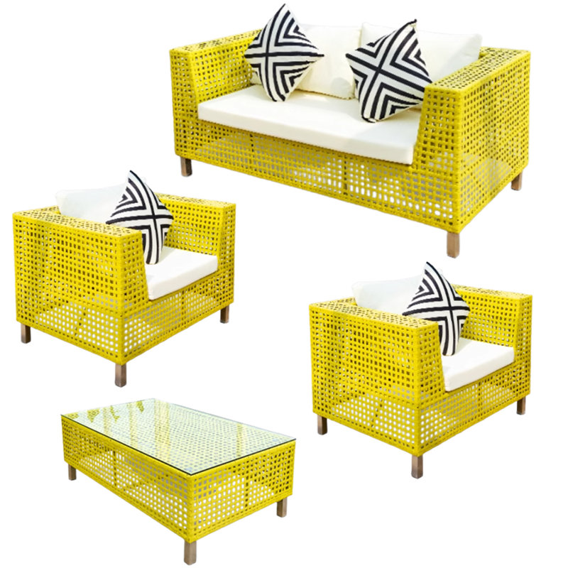 Ensemble de canapé d'extérieur pour 4 personnes avec coussins