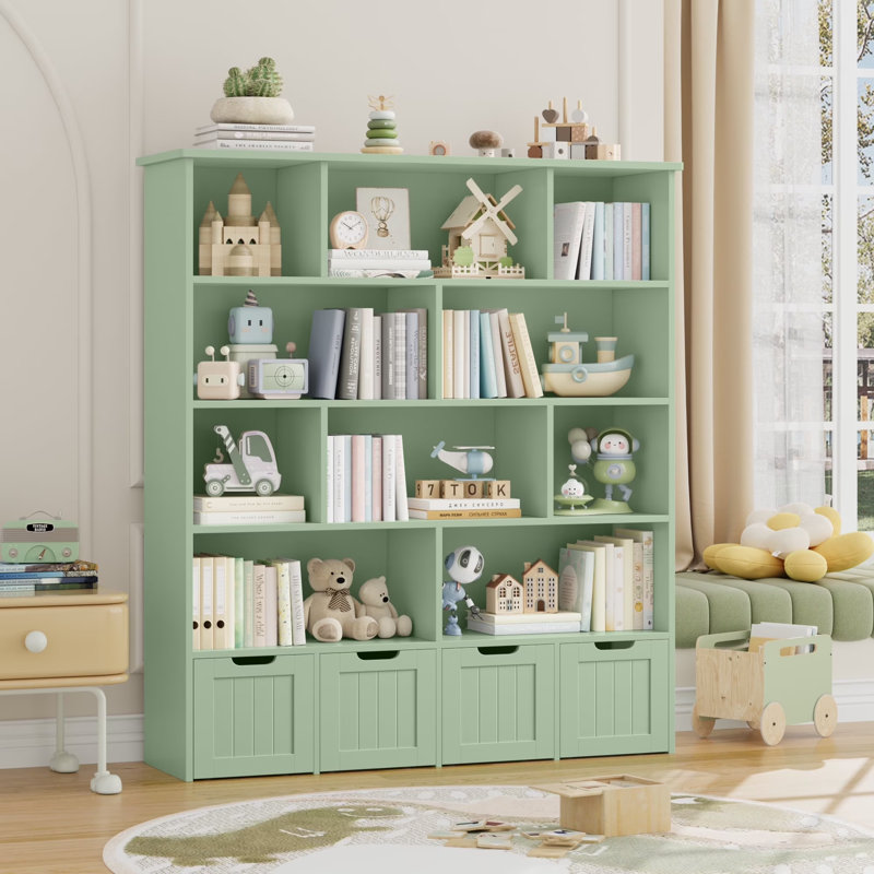 Rangement pour bibliothèque et jouets à 6 niveaux Kirklyn , (5 tablettes) H 57,5 po x l 49,4 po x P 13 po, Blanc