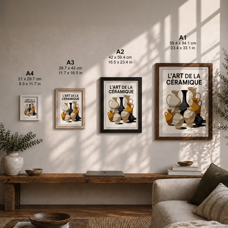 L'Art de la Céramique Modern - Framed Print, A4 - 29.7 x 21.0 cm, Black