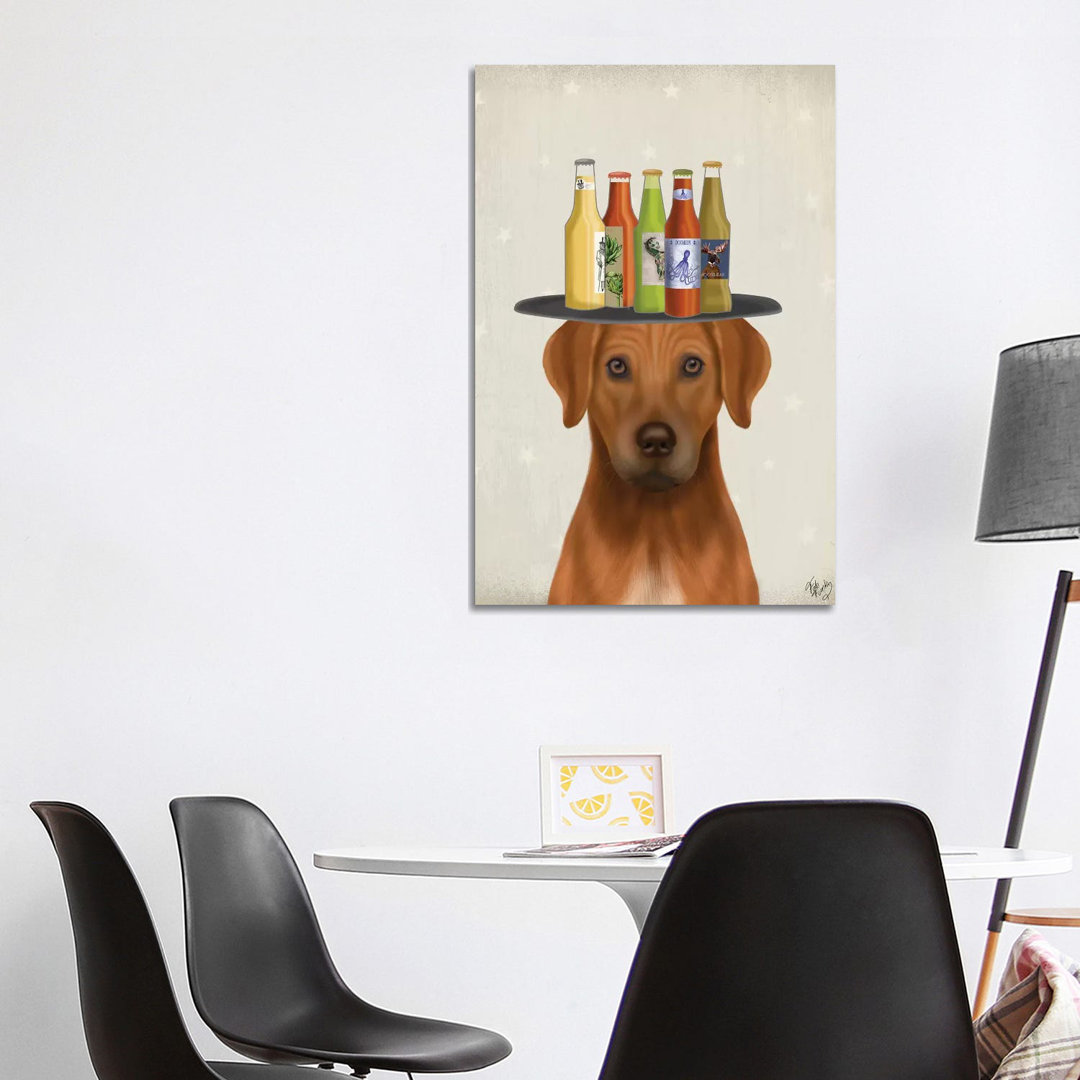 Rhodesian Ridgeback Beer Lover by Fab Funky - Wrapped Canvas Gallery-Wrapped Canvas Giclée