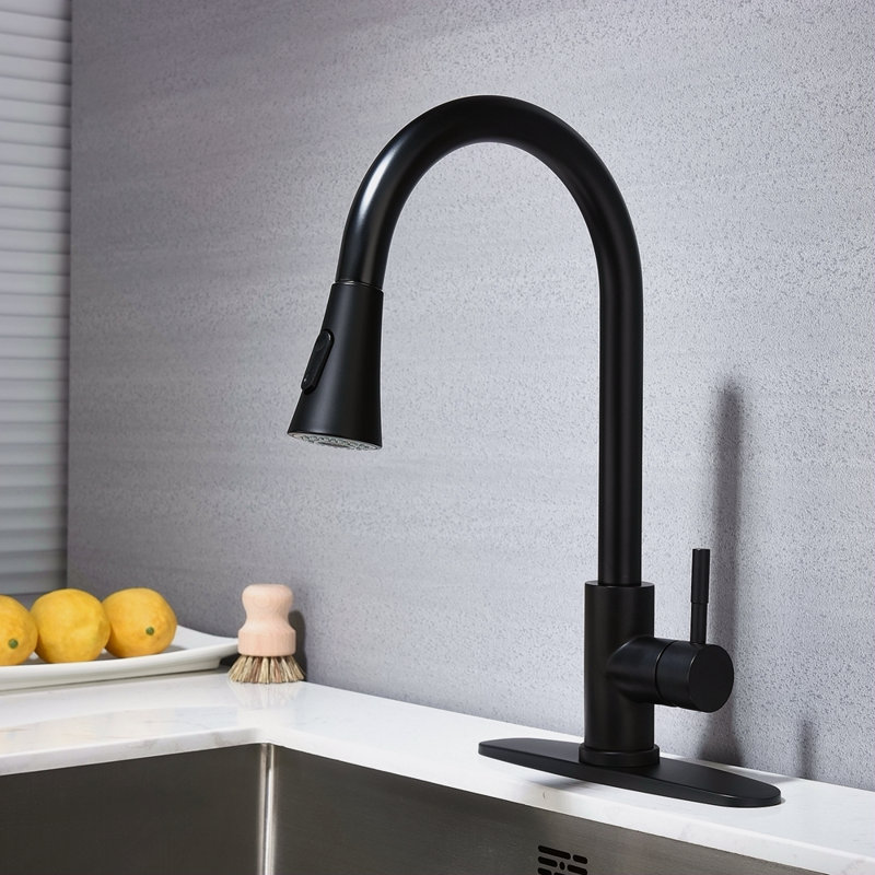 Kitchen Faucet With Pull Out Spraye, Matte Black