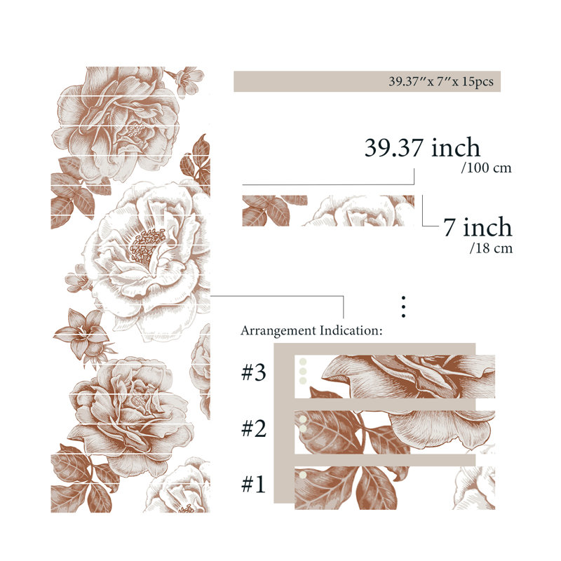Grandes croquis rétro avec pivoines en PVC