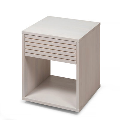 Solid Wood Scandinavian Nightstand With 1 Drawer - White Hardwood
