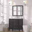 Meuble-lavabo de 35,5 po, noir, lavabo en résine, rangement à fermeture en douceur, surface texturée, contreplaqué, installation rapide à 3 tiroirs, glissières à fermeture en douceur, eau facile