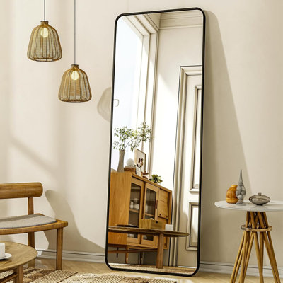 56"x21" Floor Full Length Mirror Standing Full Body Rounded Corner Rectangle Mirrors