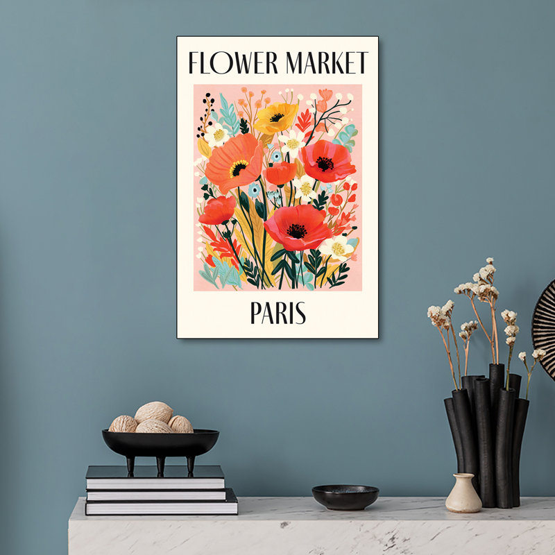 Reproduction d'art mural, toile de Ste Stexix, marché aux fleurs, Paris, France par Dirkie Nell