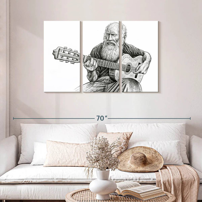 Abarca Old Man Playing, 28" H x 45" W
