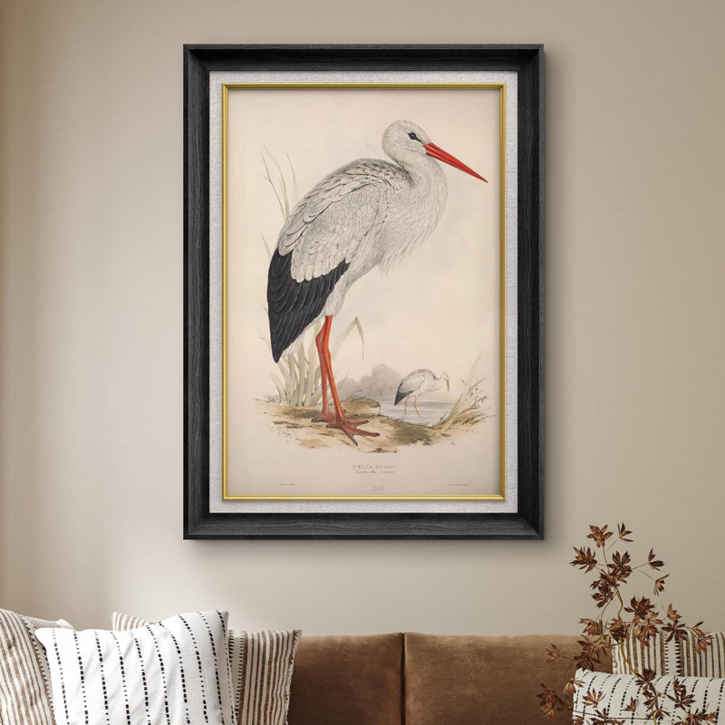 Cigogne blanche, animaux, peinture sur toile, Noir