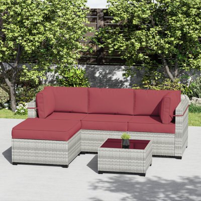 Wynee 9Pcs Outdoor Cushions Patio Sectional Cushions Replacement Set For 3 Seats (Set Of 3 Seats , 3 Backs , 2 Short Backs , 1 Ottoman Cushions)