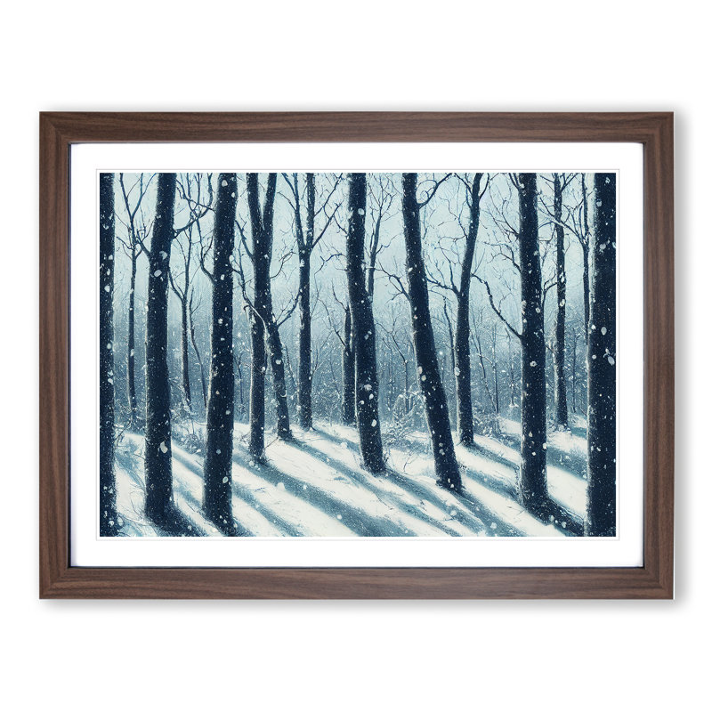 Ingenious Winter Forest - Single Picture Frame Print, 25cm H x 34cm W x 2cm D, Walnut