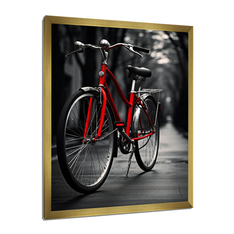 Vélo, bicyclette, bonheur III - impression, Encadrement doré, H 32 po x l 24 po x P 1 po