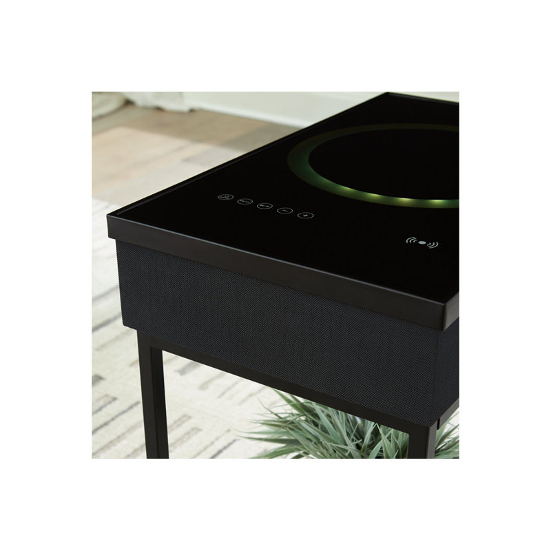 Black Metal and Glass Rectangular Accent Table with USB Charging