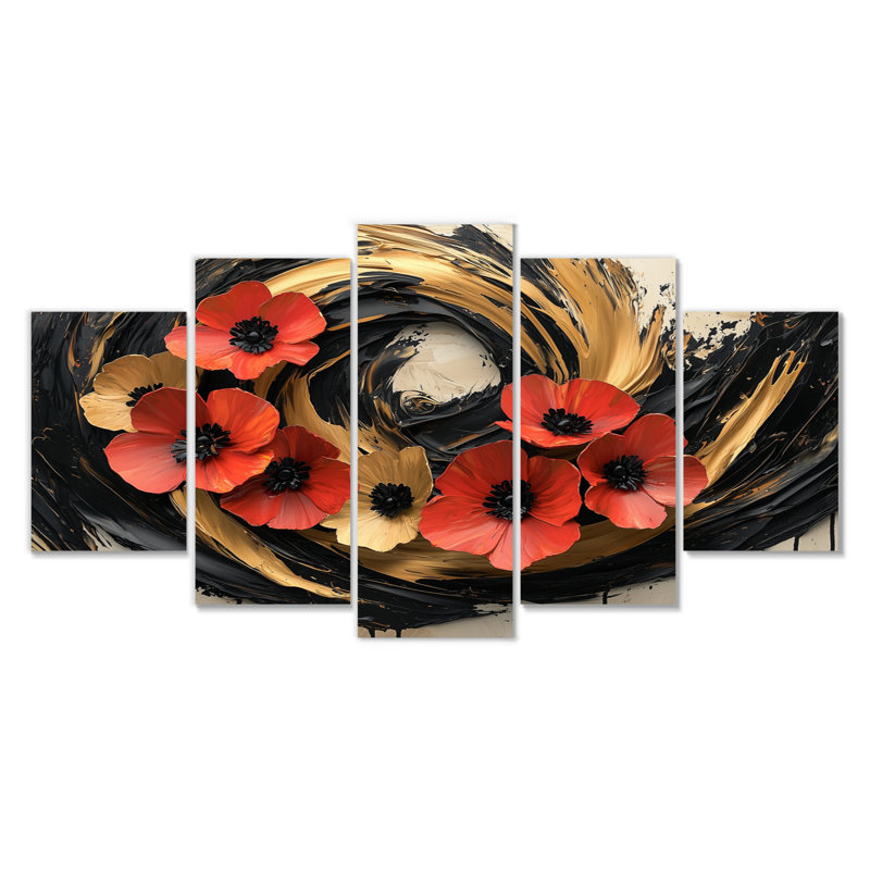 Cadogan - art mural couronne - art mural traditionnel sur toile 5 pièces