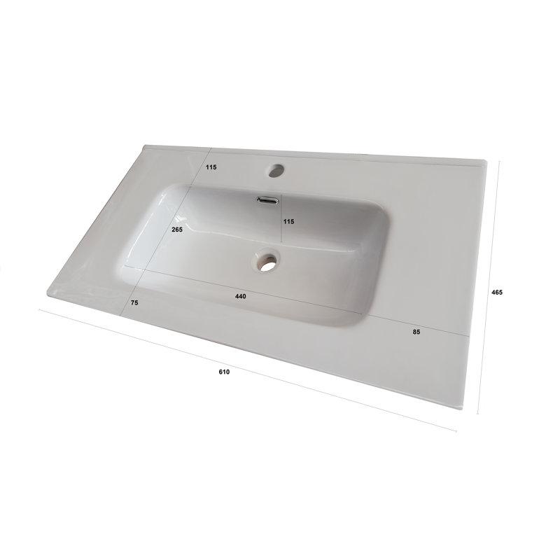 Erica 610mm Single Bathroom Vanity with Integrated Ceramic Basin, White