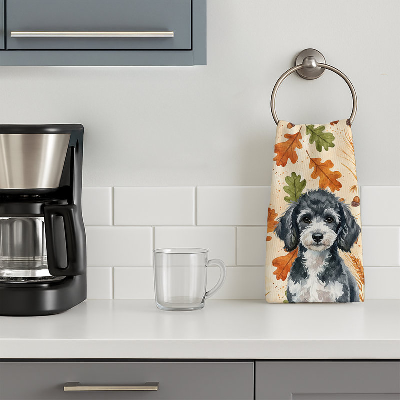 Miniature Parti Poodle Heirloom Fall Kitchen Towel, Miniature Parti Poodle