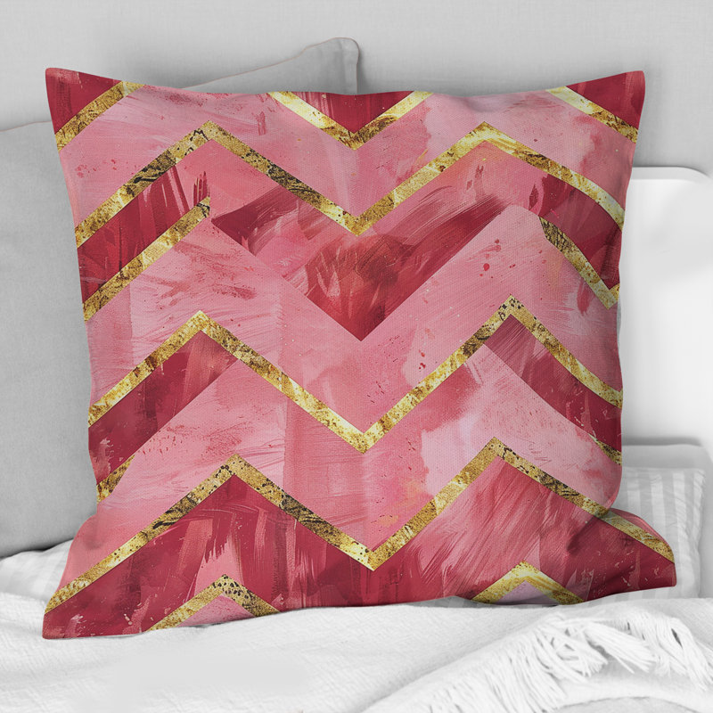 Coussin décoratif à chevrons Glam Elegance I - Glam, H 18 po x H 18 po