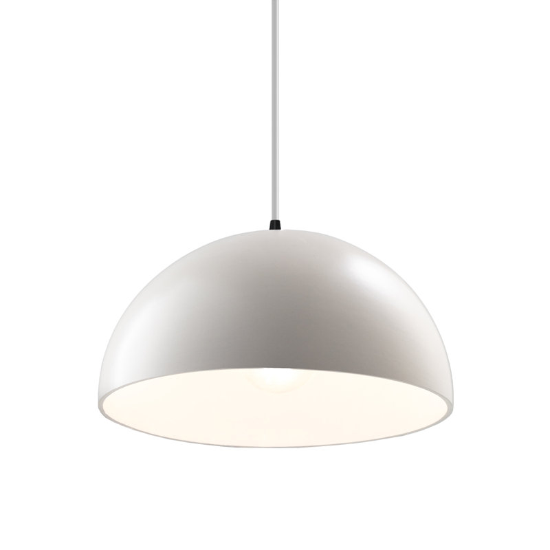 Luminaire suspendu en forme de dôme à 1 lumière DEL Amick, Noir mat, Blanc mat