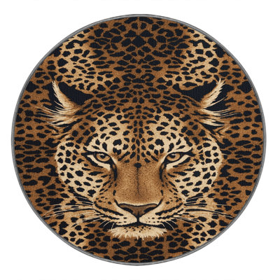  Washable Indian Leopard Big Cats Area Rug