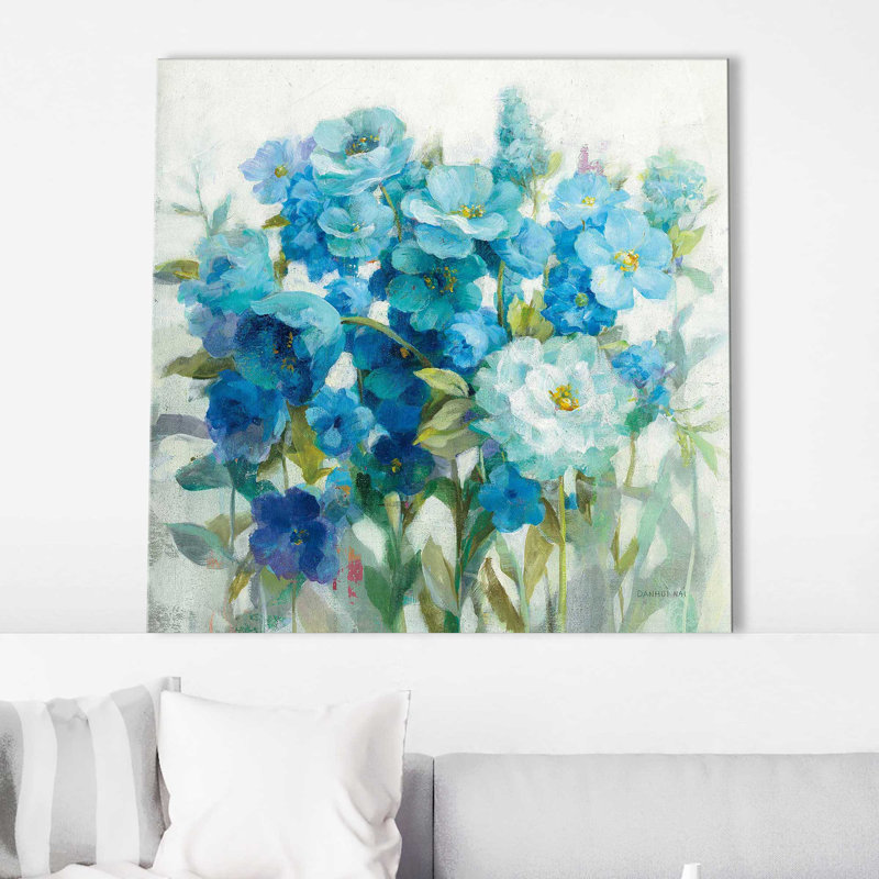 Summer Blues - Peinture, Toile tendue, H 18 po x l 18 po x P 1 po
