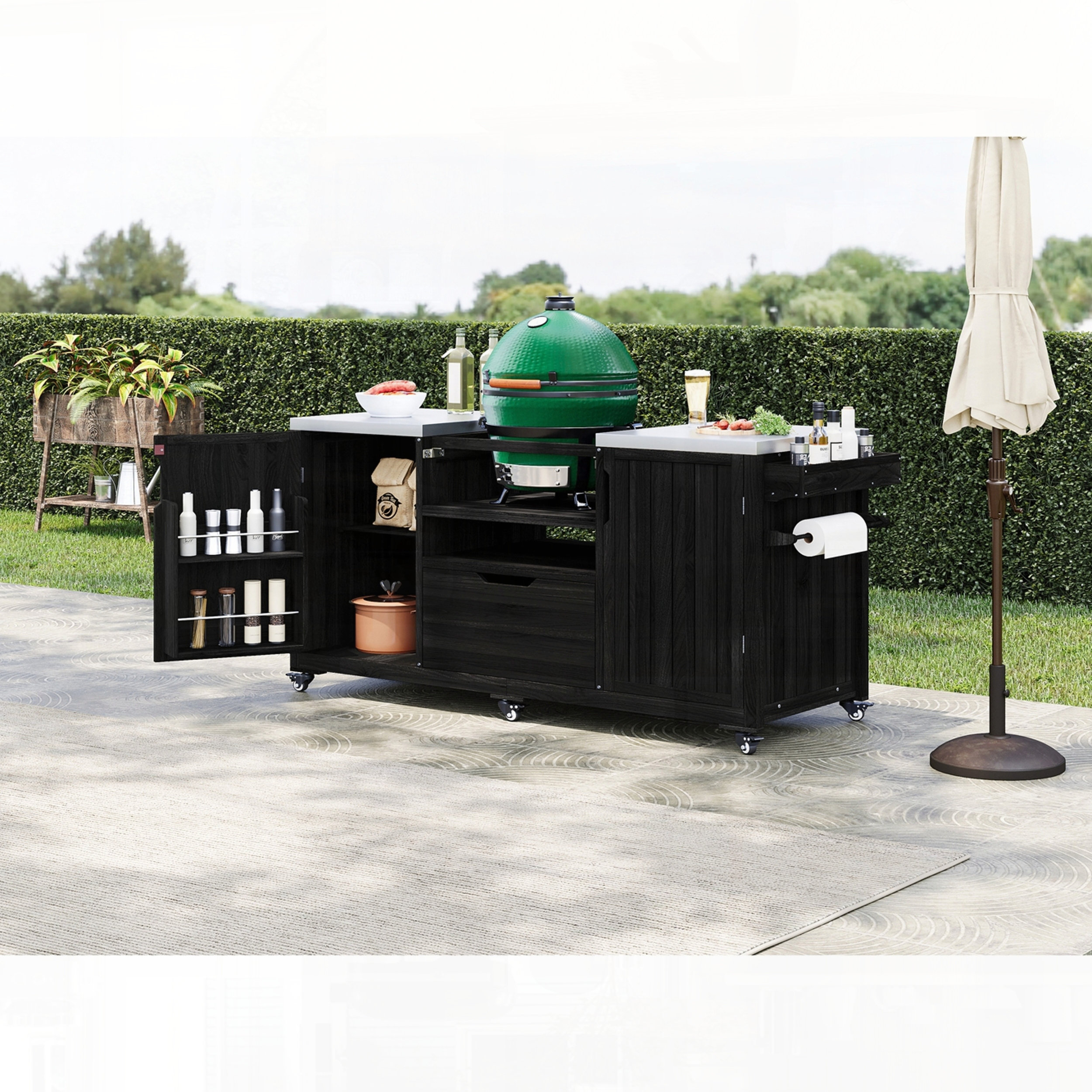 Trent Austin Design Outdoor Kitchen Island with Solid Wood Frame ...