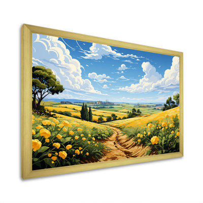Fleurs jaunes, paysage de prairie III - prairie, art mural