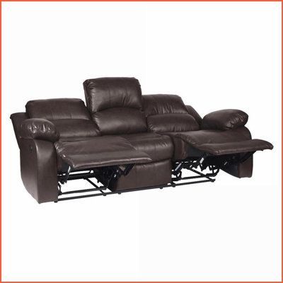 Canapé de salon inclinable double 83 po - Similicuir brun avec structure en bois massif | Brun | Similicuir; similicuir | Bois massif