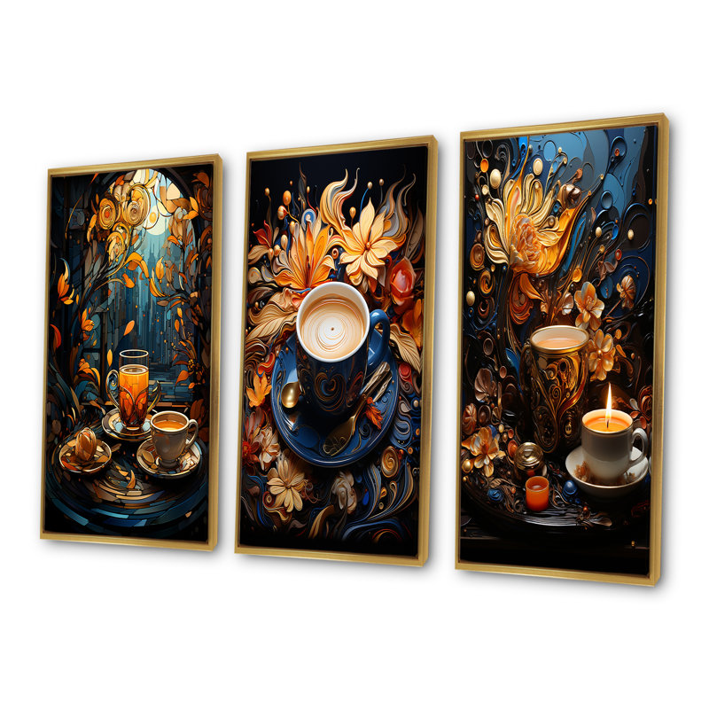 Infusions de café cubique, Cadre flottant doré, H 28 po x l 36 po