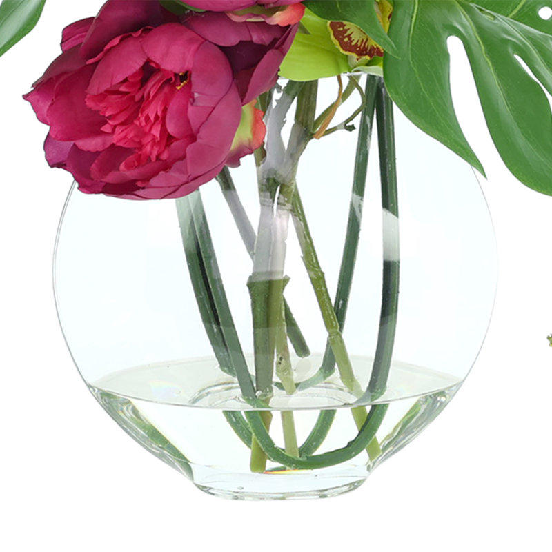 Tropical Arrangement with Orchids and Peonies