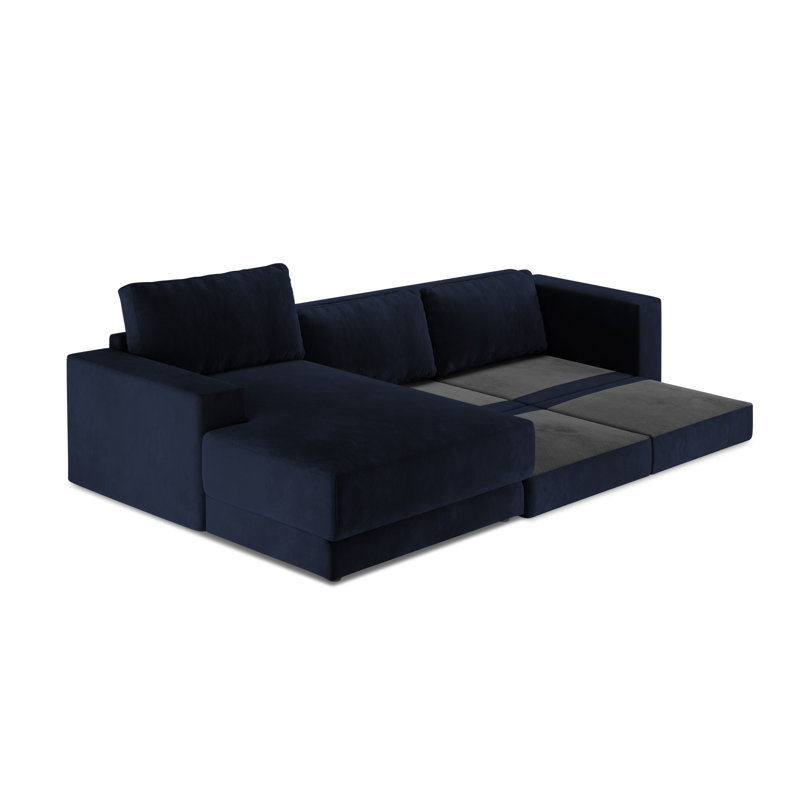 Donatella 6 Seater Sofa Bed, Left Hand Facing, Blue Velvet