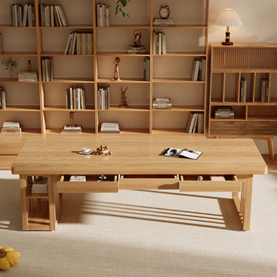 Bureau rectangulaire en bois massif avec 6 tiroirs Burlywood