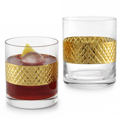 2-Piece Brass Tone Whiskey Glasses Tumblers