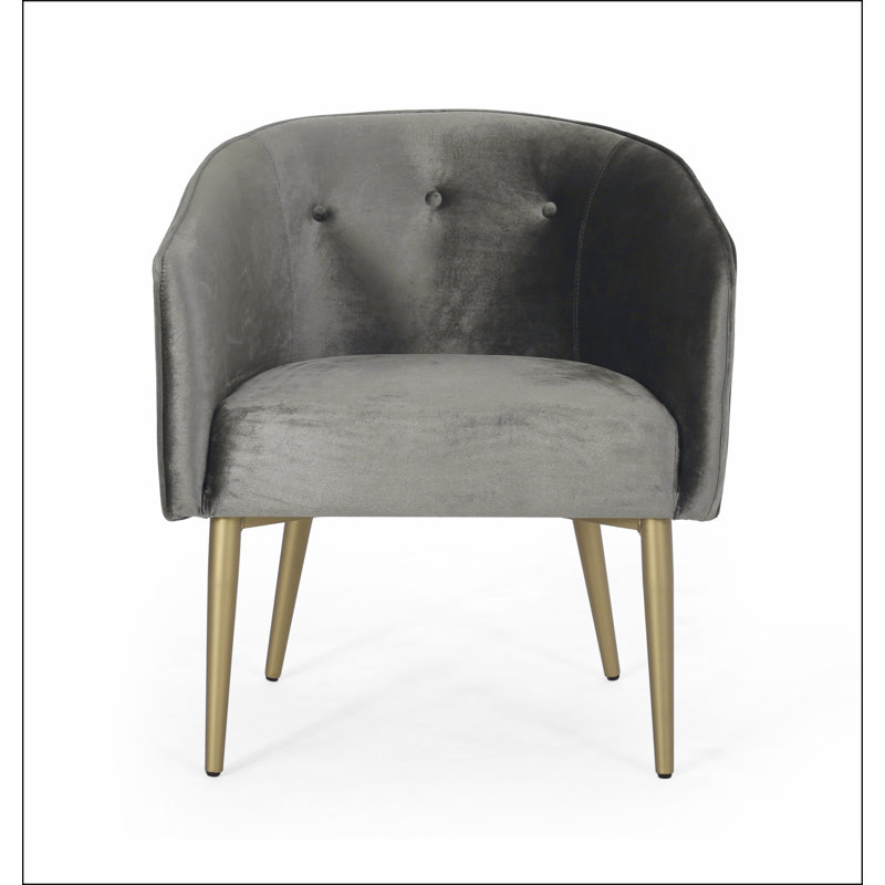 Fauteuil gris capitonné à 4 pieds Eudia, Gris